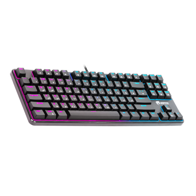 کیبورد گیمینگ مکانیکال گرین مدل GK801-RGB با سوئیچ آبی، فرم Tenkeyless، نورپردازی RGB با 18 جلوه، کابل USB Type-C با روکش بافتهشده، پایههای قابل تنظیم و ضدلغزش، قابلیت Anti-Ghosting و کلیدهای میانبر مالتیمدیا