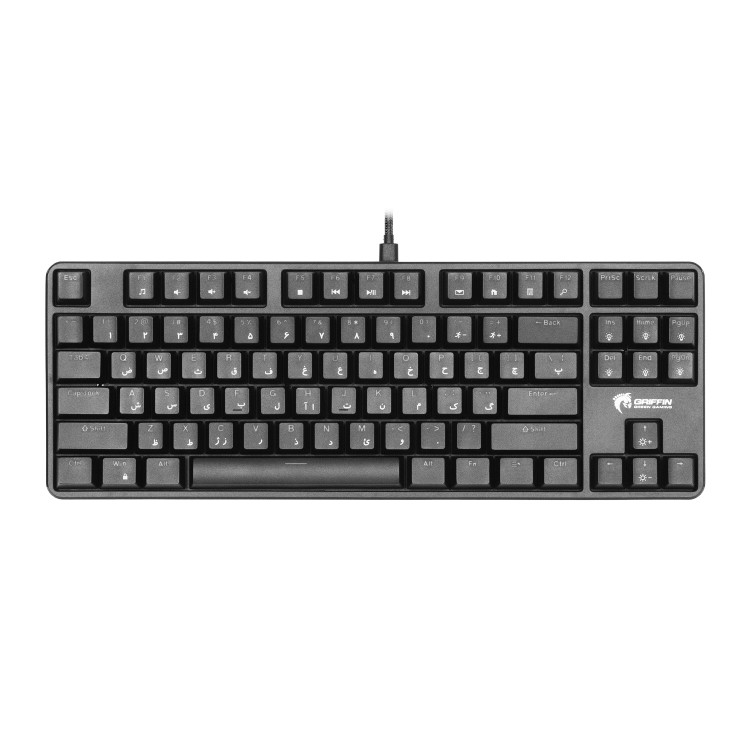 کیبورد گیمینگ مکانیکال گرین مدل GK801-RGB با سوئیچ آبی، فرم Tenkeyless، نورپردازی RGB با 18 جلوه، کابل USB Type-C با روکش بافتهشده، پایههای قابل تنظیم و ضدلغزش، قابلیت Anti-Ghosting و کلیدهای میانبر مالتیمدیا
