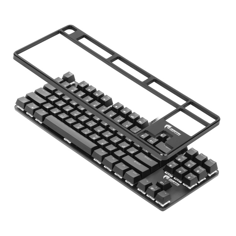 کیبورد گیمینگ مکانیکال گرین مدل GK801-RGB با سوئیچ آبی، فرم Tenkeyless، نورپردازی RGB با 18 جلوه، کابل USB Type-C با روکش بافتهشده، پایههای قابل تنظیم و ضدلغزش، قابلیت Anti-Ghosting و کلیدهای میانبر مالتیمدیا