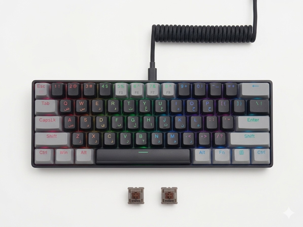 کیبورد مخصوص بازی مکانیکال ایوسو مدل Z11 RGB با سوئیچ قهوه ای 60 درصد