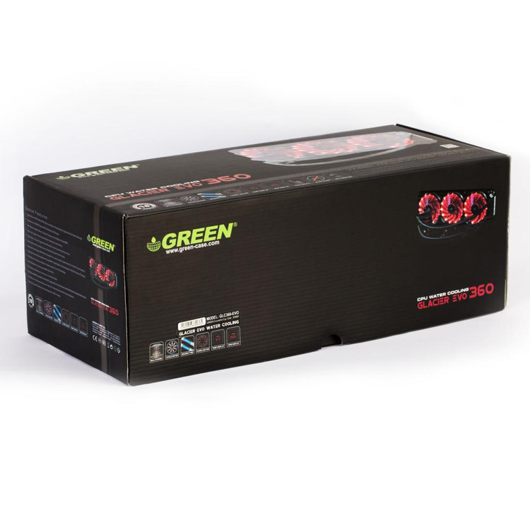 جعبه و بستهبندی اصلی خنککننده مایع ۳۶۰ میلیمتری گرین مدل GLACIER EVO 360