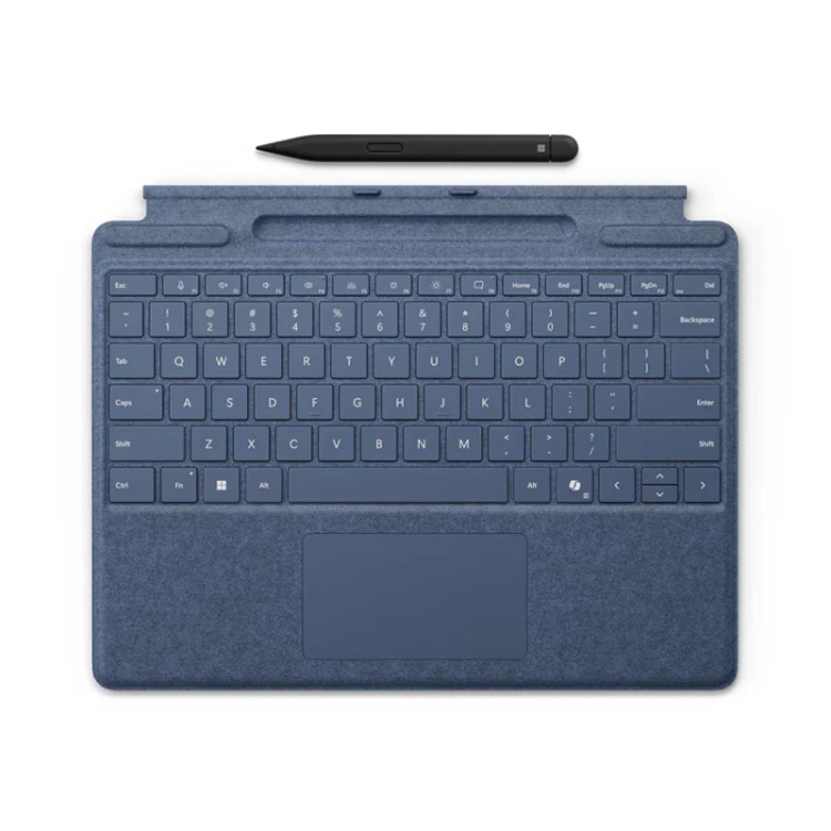 کیبورد مشکی Microsoft Surface Pro Copilot Keyboard with Slim Pen 2 همراه با قلم، مناسب برای Surface Pro 8، Pro 9، Pro 10 و Pro 11، با تاچپد بزرگ و جایگاه قلم