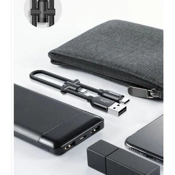 کابل تبدیل USB به USB-C/لایتنینگ باسئوس مدل CALUTC طول 0.23 متر