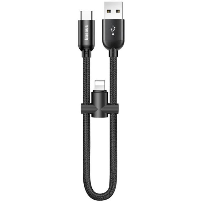 کابل تبدیل USB به USB-C/لایتنینگ باسئوس مدل CALUTC طول 0.23 متر