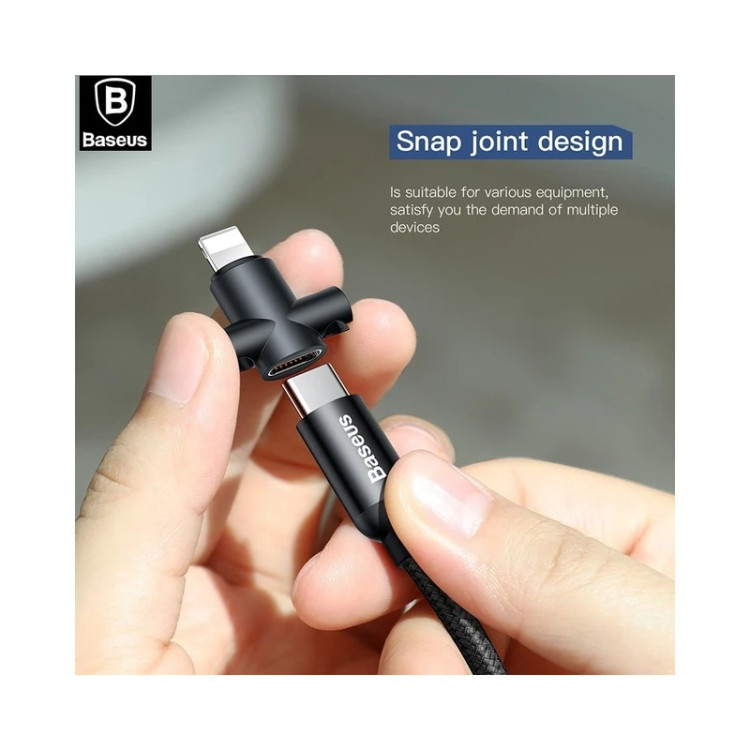 کابل تبدیل USB به USB-C/لایتنینگ باسئوس مدل CALUTC طول 0.23 متر