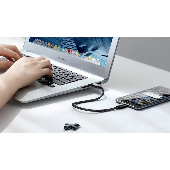 کابل تبدیل USB به USB-C/لایتنینگ باسئوس مدل CALUTC طول 0.23 متر