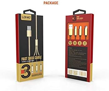 کابل تبدیل USB به microUSB/لایتنینگ الدینیو مدل LC85 3 In 1 طول 1.2 متر