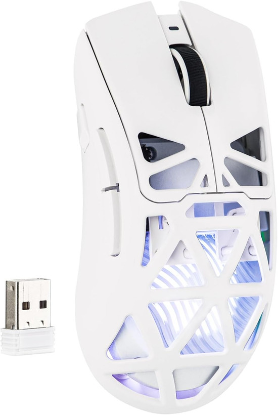 ماوس گیمینگ MechLands Aula SC620؛ ماوس بیسیم با اتصال سهگانه (2.4G / Type-C / بلوتوث)، باتری ۴۰۰ میلیآمپرساعت، دقت قابل تنظیم تا ۱۲,۰۰۰ DPI، نرخ پاسخدهی ۱۰۰۰ هرتز، سنسور PAW3311، نورپردازی RGB و کلیدهای قابل برنامهریزی برای ویندوز و مک